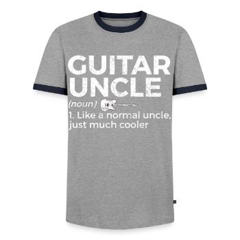 Musicien de guitare Musique de cuivres - T-shirt contrasté Homme - gris/marine  - Devant - AI Model Female 172 light (172cm) & AI Model Male 178 light (178cm)