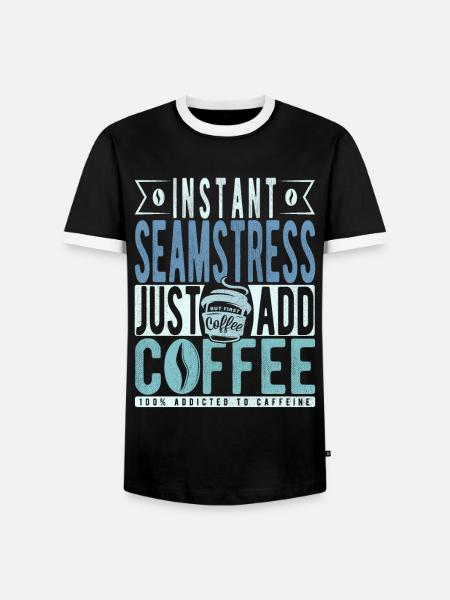 Seamstress coffee saying - Men's Ringer Shirt - black/white
