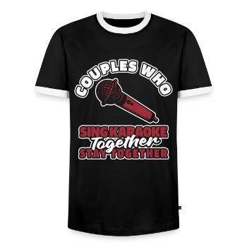 Karaoke Couple - Men's Ringer Shirt - black/white - Front - AI Model Female 172 light (172cm) & AI Model Male 178 light (178cm)