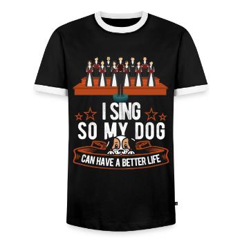 Chef de chœur Chien - T-shirt contrasté Homme - noir/blanc - Devant - AI Model Female 172 light (172cm) & AI Model Male 178 light (178cm)