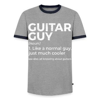 Musicien de guitare Musique de cuivres - T-shirt contrasté Homme - gris/marine  - Devant - AI Model Female 172 light (172cm) & AI Model Male 178 light (178cm)