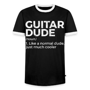 Musicien de guitare Musique de cuivres - T-shirt contrasté Homme - noir/blanc - Devant - AI Model Female 172 light (172cm) & AI Model Male 178 light (178cm)