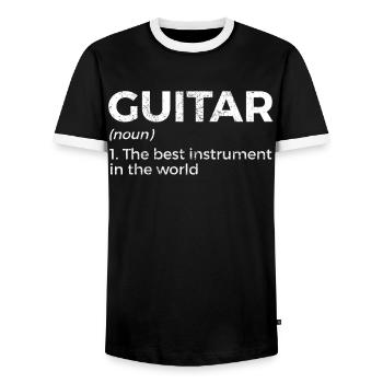 Musicien de guitare Musique de cuivres - T-shirt contrasté Homme - noir/blanc - Devant - AI Model Female 172 light (172cm) & AI Model Male 178 light (178cm)