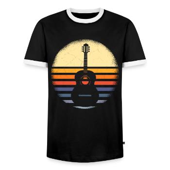 Musicien de guitare Musique de cuivres - T-shirt contrasté Homme - noir/blanc - Devant - AI Model Female 172 light (172cm) & AI Model Male 178 light (178cm)