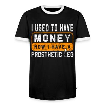 Amputee humor prosthesis surgery Amputation - Men's Ringer Shirt - black/white - Front - AI Model Female 172 light (172cm) & AI Model Male 178 light (178cm)