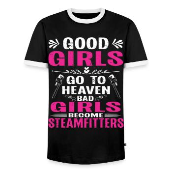 Steam Fitter Steam Technician Steamfitter Funny - Men's Ringer Shirt - black/white - Front - AI Model Female 172 light (172cm) & AI Model Male 178 light (178cm)