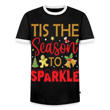 Tis The Season To Sparkle Christmas - Men's Ringer Shirt - black/white - Front - AI Model Female 172 light (172cm) & AI Model Male 178 light (178cm)