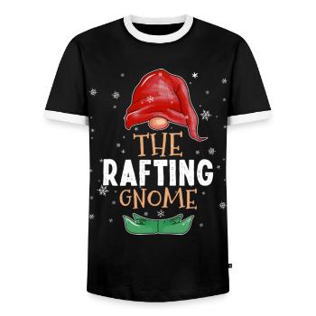 The Rafting Gnome Family Matching Christmas - Men's Ringer Shirt - black/white - Front - AI Model Female 172 light (172cm) & AI Model Male 178 light (178cm)