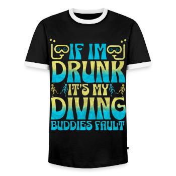 Si je suis ivre, c’est la faute de mes copains plongeurs - T-shirt contrasté Homme - noir/blanc - Devant - AI Model Female 172 light (172cm) & AI Model Male 178 light (178cm)