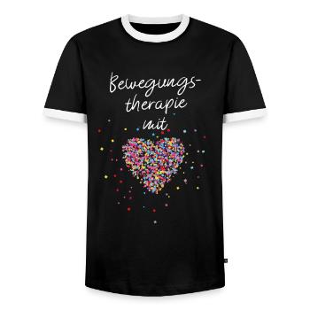 Bewegungstherapie mit Herz Psychotherapie Praxis - Männer Kontrast-T-Shirt - Schwarz/Weiß - Vorne - AI Model Female 172 light (172cm) & AI Model Male 178 light (178cm)