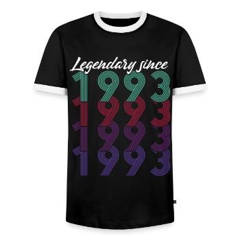 30th Birthday Vintage 1993 Legendary Since 1993 - Men's Ringer Shirt - black/white - Front - AI Model Female 172 light (172cm) & AI Model Male 178 light (178cm)