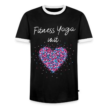 Fitness Yoga mit Herz Yogalehrerin Fitnessstudio - Männer Kontrast-T-Shirt - Schwarz/Weiß - Vorne - AI Model Female 172 light (172cm) & AI Model Male 178 light (178cm)