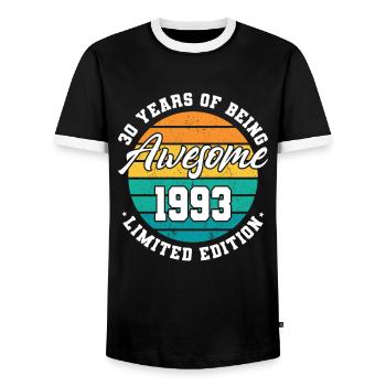 30e anniversaire 30 ans Être génial 1993 - T-shirt contrasté Homme - noir/blanc - Devant - AI Model Female 172 light (172cm) & AI Model Male 178 light (178cm)