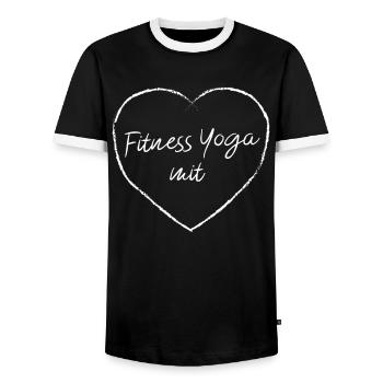 Fitness Yoga mit Herz Trainerin Fitnessstudio - Männer Kontrast-T-Shirt - Schwarz/Weiß - Vorne - AI Model Female 172 light (172cm) & AI Model Male 178 light (178cm)