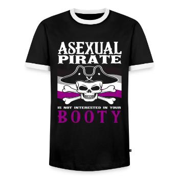 Asexuell Pirat - Männer Kontrast-T-Shirt - Schwarz/Weiß - Vorne - AI Model Female 172 light (172cm) & AI Model Male 178 light (178cm)