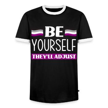 Asexuell Motivation - Männer Kontrast-T-Shirt - Schwarz/Weiß - Vorne - AI Model Female 172 light (172cm) & AI Model Male 178 light (178cm)