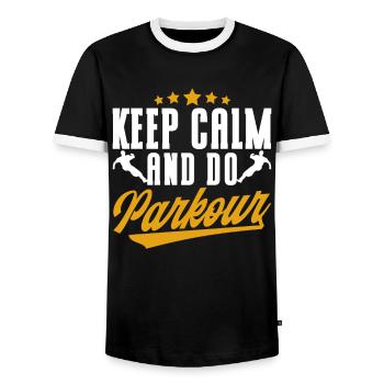 Parkour Cadeau Freerunning Parkour Runner - T-shirt contrasté Homme - noir/blanc - Devant - AI Model Female 172 light (172cm) & AI Model Male 178 light (178cm)