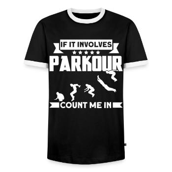 Parkour Cadeau Freerunning Parkour Runner - T-shirt contrasté Homme - noir/blanc - Devant - AI Model Female 172 light (172cm) & AI Model Male 178 light (178cm)