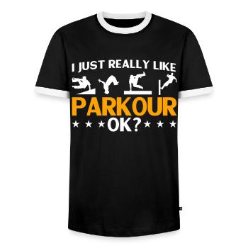 Parkour Cadeau Freerunning Parkour Runner - T-shirt contrasté Homme - noir/blanc - Devant - AI Model Female 172 light (172cm) & AI Model Male 178 light (178cm)