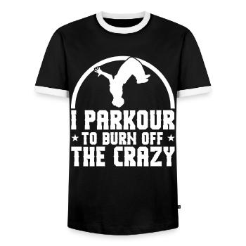 Parkour Cadeau Freerunning Parkour Runner - T-shirt contrasté Homme - noir/blanc - Devant - AI Model Female 172 light (172cm) & AI Model Male 178 light (178cm)