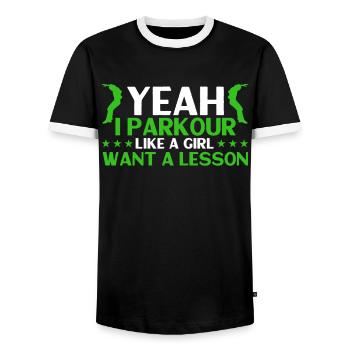Parkour Cadeau Freerunning Parkour Runner - T-shirt contrasté Homme - noir/blanc - Devant - AI Model Female 172 light (172cm) & AI Model Male 178 light (178cm)