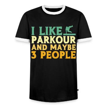 Parkour Gift Freerunning Parkour Runner - Men's Ringer Shirt - black/white - Front - AI Model Female 172 light (172cm) & AI Model Male 178 light (178cm)