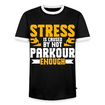 Parkour Gift Freerunning Parkour Runner - Men's Ringer Shirt - black/white - Front - AI Model Female 172 light (172cm) & AI Model Male 178 light (178cm)