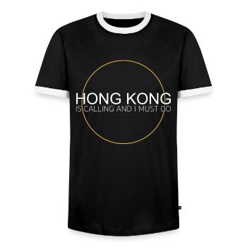 Citation de Hong Kong - T-shirt contrasté Homme - noir/blanc - Devant - AI Model Female 172 light (172cm) & AI Model Male 178 light (178cm)