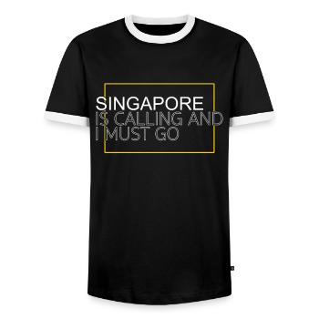 Citation de Singapour - T-shirt contrasté Homme - noir/blanc - Devant - AI Model Female 172 light (172cm) & AI Model Male 178 light (178cm)