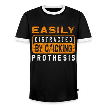 Amputee humor prosthesis surgery Amputation - Men's Ringer Shirt - black/white - Front - AI Model Female 172 light (172cm) & AI Model Male 178 light (178cm)