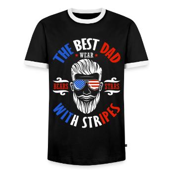 Les meilleurs vêtements Papa 4 juillet Feux d’artifice - T-shirt contrasté Homme - noir/blanc - Devant - AI Model Female 172 light (172cm) & AI Model Male 178 light (178cm)
