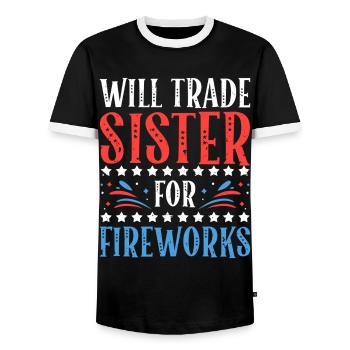 Wird Schwester Für Feuerwerk 4. Juli Feminist - Männer Kontrast-T-Shirt - Schwarz/Weiß - Vorne - AI Model Female 172 light (172cm) & AI Model Male 178 light (178cm)
