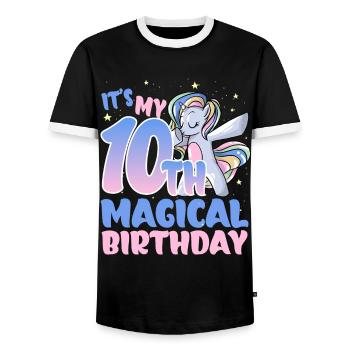 It's my 10th magical birthday - Men's Ringer Shirt - black/white - Front - AI Model Female 172 light (172cm) & AI Model Male 178 light (178cm)