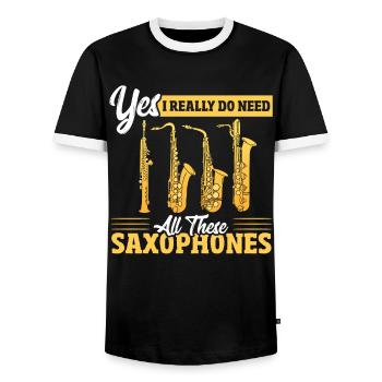 Saxophone Saxophones Joueur de jazz Marching Band Sym - T-shirt contrasté Homme - noir/blanc - Devant - AI Model Female 172 light (172cm) & AI Model Male 178 light (178cm)