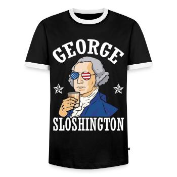 George Sloshington Drink 4. Juli - Männer Kontrast-T-Shirt - Schwarz/Weiß - Vorne - AI Model Female 172 light (172cm) & AI Model Male 178 light (178cm)