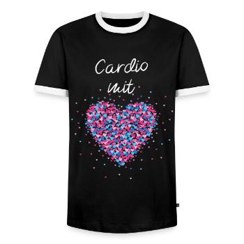 Cardio mit Herz Cardiotraining Krafttraining - Männer Kontrast-T-Shirt - Schwarz/Weiß - Vorne - AI Model Female 172 light (172cm) & AI Model Male 178 light (178cm)