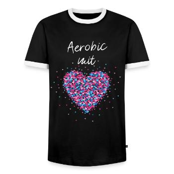 Aerobic mit Herz rhytmische Bewegung Sport Musik - Männer Kontrast-T-Shirt - Schwarz/Weiß - Vorne - AI Model Female 172 light (172cm) & AI Model Male 178 light (178cm)