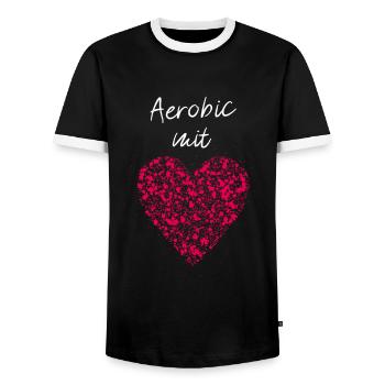 Aerobic mit Herz Workout Fitnesskurs Musik Tanzen - Männer Kontrast-T-Shirt - Schwarz/Weiß - Vorne - AI Model Female 172 light (172cm) & AI Model Male 178 light (178cm)