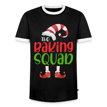 The Baking Squad - Men's Ringer Shirt - black/white - Front - AI Model Female 172 light (172cm) & AI Model Male 178 light (178cm)