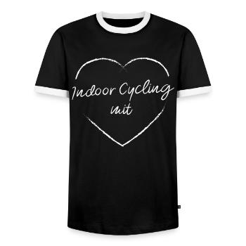 Indoor Cycling mit Herz Workout Spin - Männer Kontrast-T-Shirt - Schwarz/Weiß - Vorne - AI Model Female 172 light (172cm) & AI Model Male 178 light (178cm)