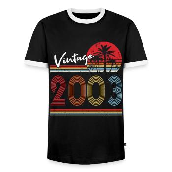 20ème anniversaire millésime 2003 millésime 2003 - T-shirt contrasté Homme - noir/blanc - Devant - AI Model Female 172 light (172cm) & AI Model Male 178 light (178cm)
