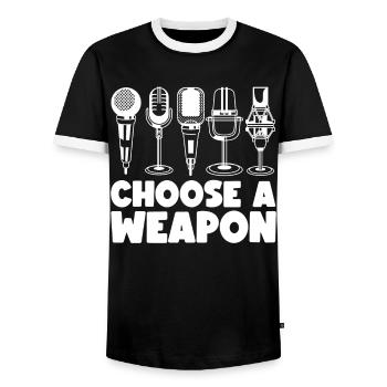Chanteur de karaoké Chanteur de microphone - T-shirt contrasté Homme - noir/blanc - Devant - AI Model Female 172 light (172cm) & AI Model Male 178 light (178cm)