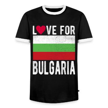 Bulgaria Souvenir - Men's Ringer Shirt - black/white - Front - AI Model Female 172 light (172cm) & AI Model Male 178 light (178cm)