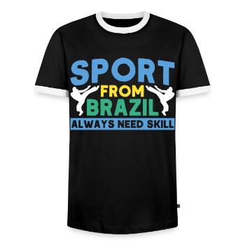 Capoeira Cadeau Brésil Arts Martiaux Capoeira - T-shirt contrasté Homme - noir/blanc - Devant - AI Model Female 172 light (172cm) & AI Model Male 178 light (178cm)