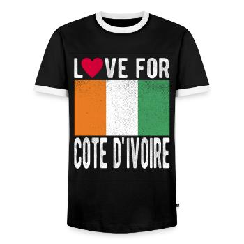 Côte d’Ivoire Souvenir - T-shirt contrasté Homme - noir/blanc - Devant - AI Model Female 172 light (172cm) & AI Model Male 178 light (178cm)