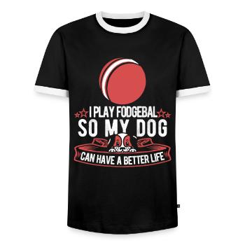 Chien de ballon chasseur - T-shirt contrasté Homme - noir/blanc - Devant - AI Model Female 172 light (172cm) & AI Model Male 178 light (178cm)