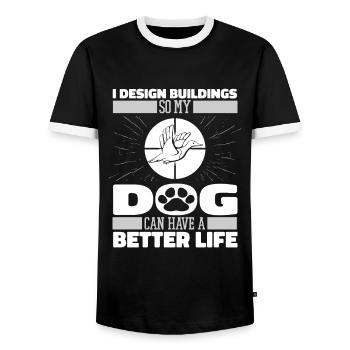 Duck Hunting Duck Hunting Dog - Men's Ringer Shirt - black/white - Front - AI Model Female 172 light (172cm) & AI Model Male 178 light (178cm)
