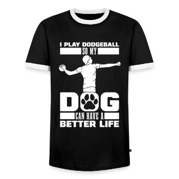 Chien de ballon chasseur - T-shirt contrasté Homme - noir/blanc - Devant - AI Model Female 172 light (172cm) & AI Model Male 178 light (178cm)