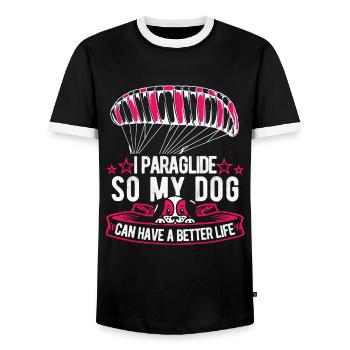Paragleiter Paragleiten Hund - Männer Kontrast-T-Shirt - Schwarz/Weiß - Vorne - AI Model Female 172 light (172cm) & AI Model Male 178 light (178cm)