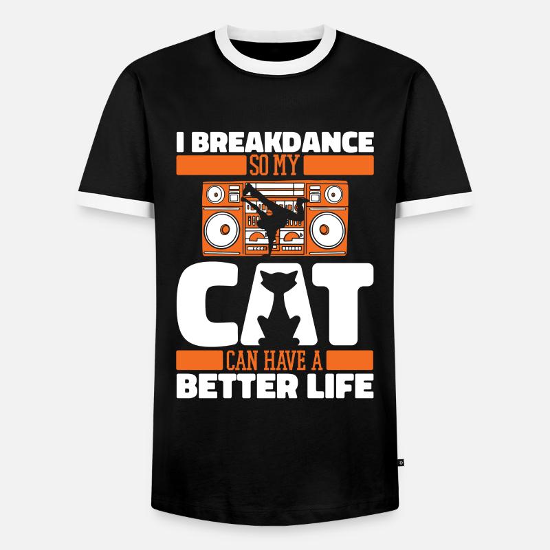 Breakdance Breakdancer Breakdancing Cat - Men's Ringer Shirt - black/white
